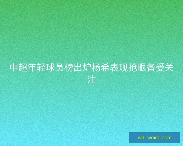 中超年轻球员榜出炉杨希表现抢眼备受关注